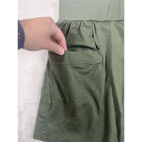 Ibex Womens Wool Skirt Sz Medium Solid Green Pockets Pull On Activewear Winter - Picture 3 of 7